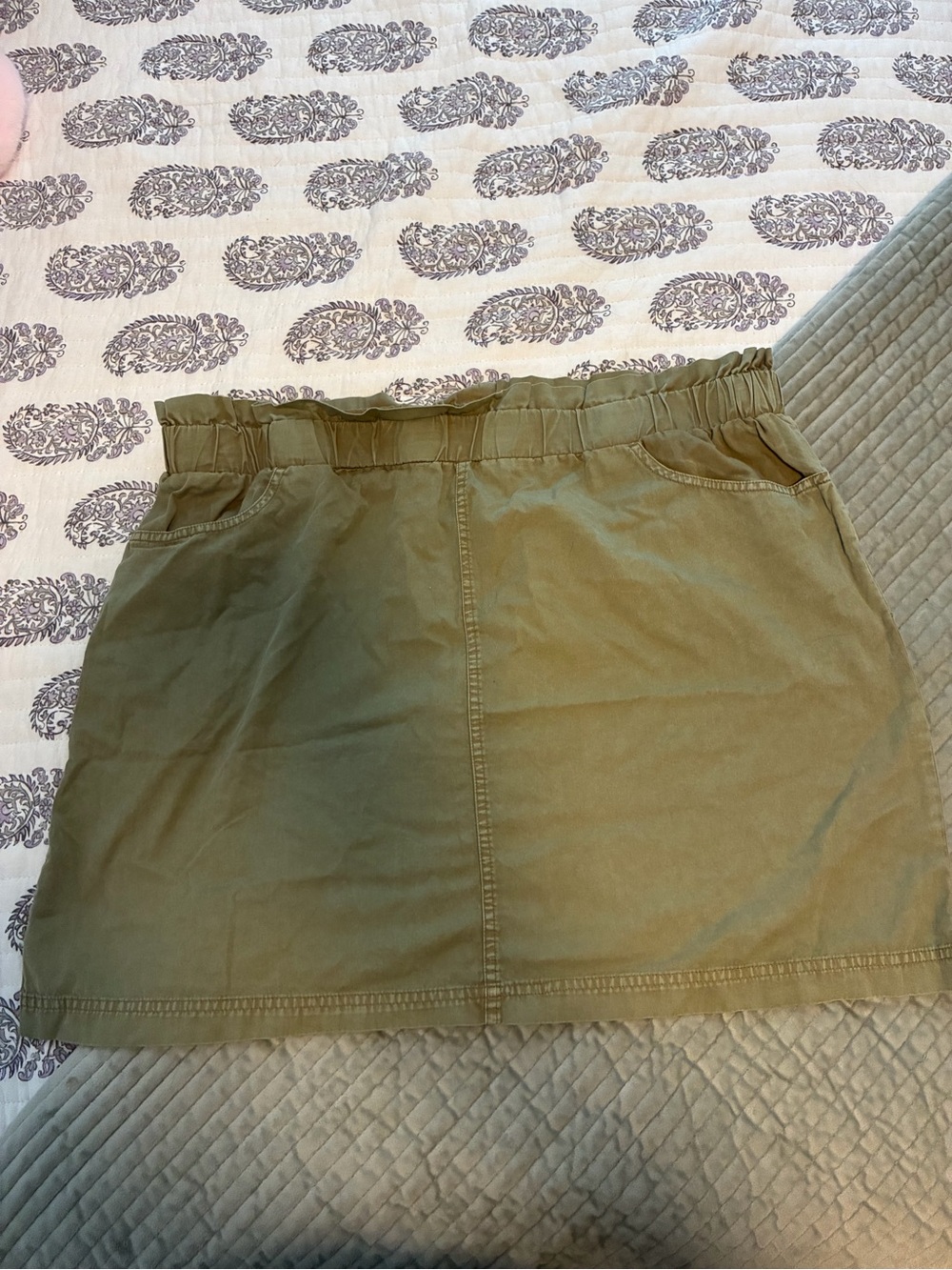 Jane and Delancey Olive Green Elastic-Waist Mini Skirt